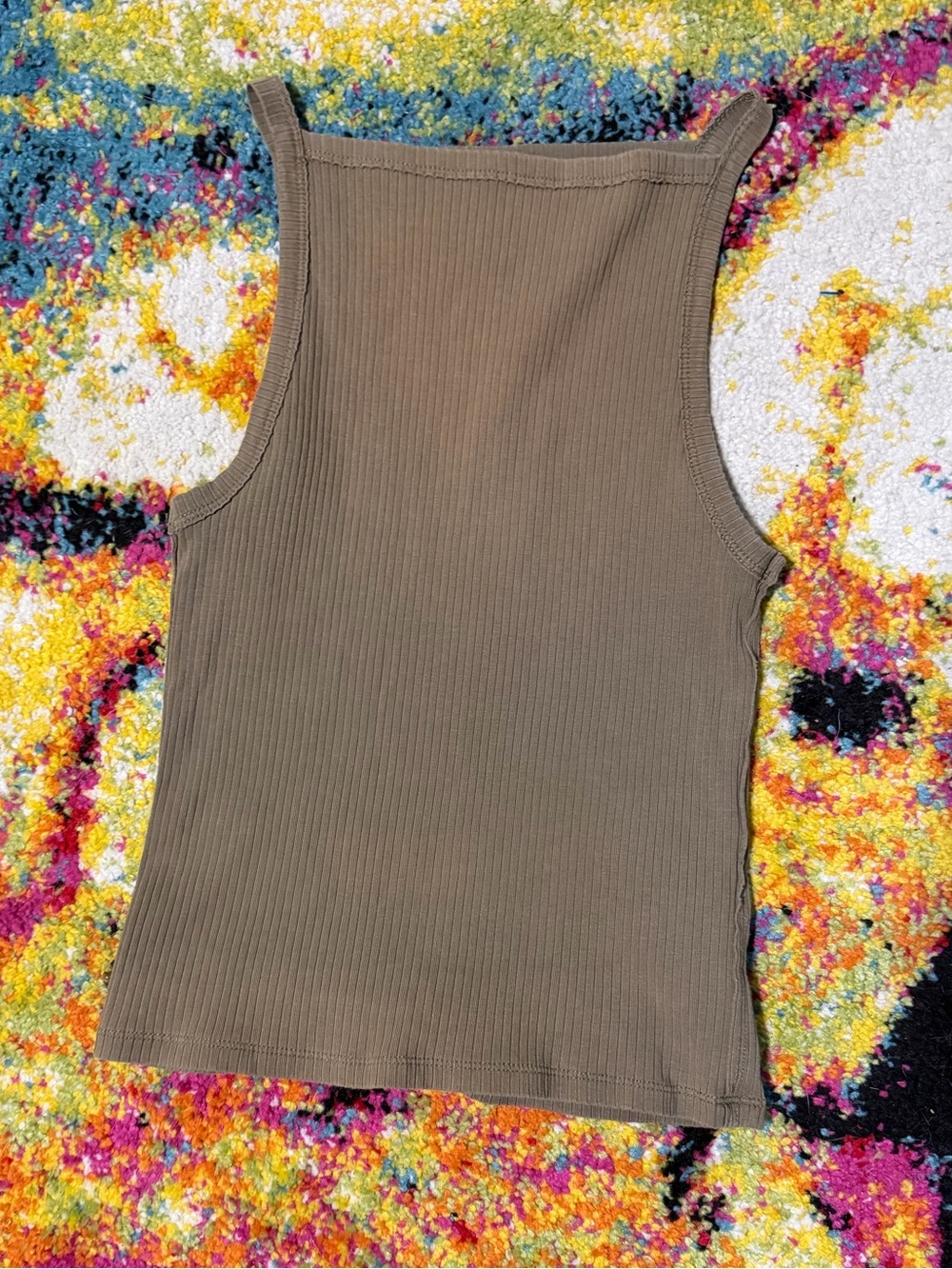 We The Free Olive Ribbed Square-Neck Tank